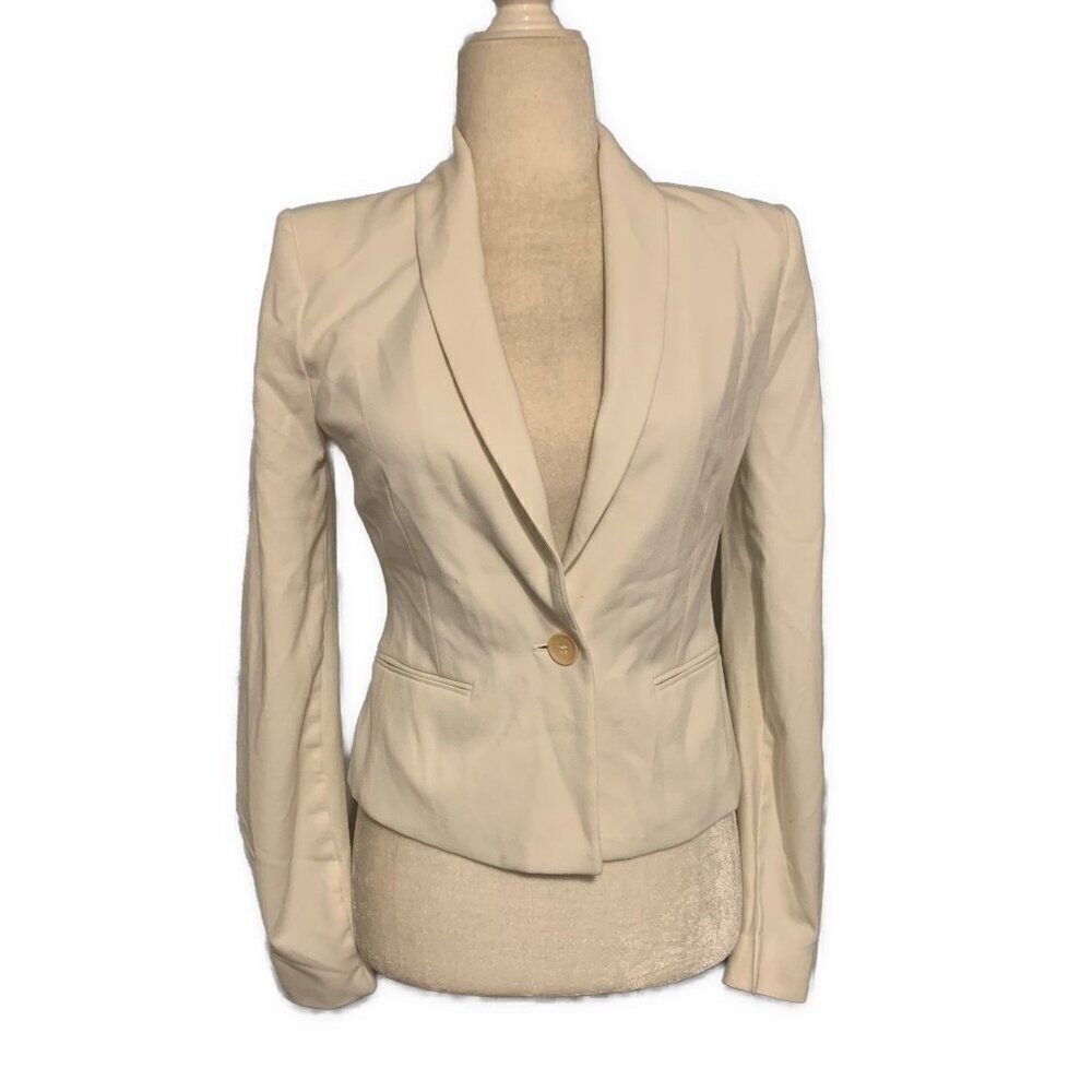 bcbg maxazria Milan Gardenia Solid White Long Sleeve Blazer Jacket Xs